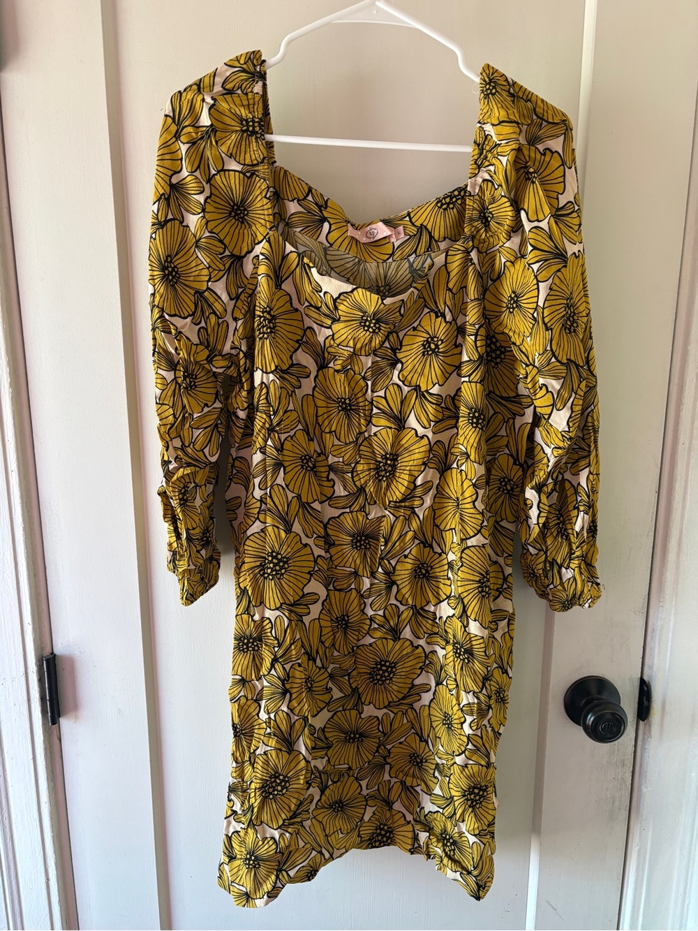 Anthropologie Yellow Floral Scoop-Neck Dress